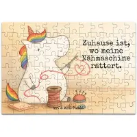 Mr. & Mrs. Panda Puzzle Einhorn Näherin Design 96 Teile - Weiß - Geschenk, 300, Unicorn, 2000, 1000, Einhörner, Häkeln, Freundin, Stricken, 500, 1500, Basteln