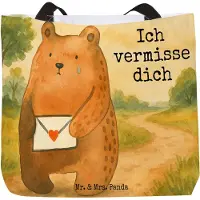 Mr. & Mrs. Panda Strandtasche Bär Vermissen Design - Weiß - Geschenk, Teddy, Reisetasche, Unglücklich Verliebt, Freund, Einkaufstasche, Freundin, Reise, Tasche, Tote Bag