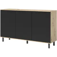 Jerpax Kommode 3-Türig, Aufbewahrungsschrank, Sideboard, 150 cm, Artisan/Schwarz, Loft-Design, "Masimo"