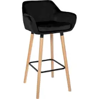 BellaFurn Barhocker mit weichem Bezug – Hochhocker – Ergonomischer Komfortstuhl, Gestell aus Buchenholz | Farbe: Schwarz
