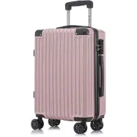 YONSLY Premium Reisekoffer TSA-Schloss,YKK-Reißverschluss Hartschalen-Koffer Trolley Kabinenkoffer Rollkoffer Suitcase Handgepäck (Roségold,L)
