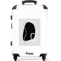 NoBoringSuitcases.com Großer Koffer - Schwarz - Weiß - Gold - Abstrakt - Kombinationsschloss TSA - Hartschalen Trolley 4 Rollen - 72 liter - Reisekoffer - 66 cmKoffer Mittelgroß 67x43x25 cm, 72L,