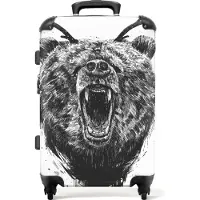 NoBoringSuitcases.com Großer Koffer - Bär - Geweih - Tiere - Illustration - Kombinationsschloss TSA - Hartschalen Trolley 4 Rollen - 72 liter - Reisekoffer - 66 cmKoffer Mittelgroß 67x43x25 cm, 72L,