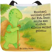 Mr. & Mrs. Panda Tote Bag Schildkröte Wanderer Design - Weiß - Geschenk, Tragetasche, Laptoptasche, Schildkröten, Rucksack, Reisetasche, Tasche, Strandtasche, Motivation