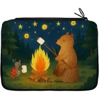 Mr. & Mrs. Panda Federmappe Bär & Marienkäfer Lagerfeuer Design - Weiß - Geschenk, Schlampermäppchen, Stiftemappe, Teddy, Bleistiftetui, Federtasche, Mäppchen