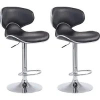 BellaFurn 2-teiliges Barhocker-Set - Hochhocker - Bequeme Sitzposition, Kunstleder | Farbe: Schwarz | Grundfarbe: Chrom