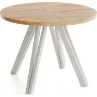 WFL GROUP Runder Esstisch Ausziehbar 100–140 cm mit Holzbeinen aus Buchenholz in Kaschmir – Moderner Ausziehtisch für Esszimmer, Küche und Wohnzimmer – Tisch für 4–8 Personen – Eiche Braun