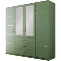 AGMAT-FURNITURE Drehtürenschrank Nancy II D4, 4 Türen Kleiderschrank mit Spiegel, Moderne Garderobe, Schrank Größe: 196 x 200 x 58 cm