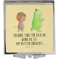 Mr. & Mrs. Panda Schminkspiegel Schildkröte Maus - Gelb Pastell - Geschenk, Freunde, Taschenspiegel, Handspiegel, Klappbarer Spiegel, Kosmetikspiegel, Kleiner
