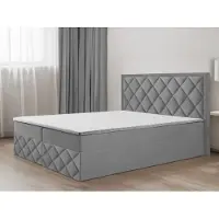 EURO-MEBLE Bett, Boxspringbett DORMI 3, mit Bonell-Matraze, T25 Topper, Federkern, Doppelbett, Stauraum, 200x200 cm, (Grau - ITAKA 50)
