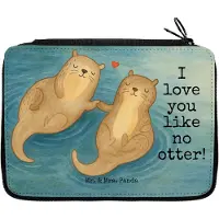 Mr. & Mrs. Panda Federmäppchen Otter Hände halten Design - Weiß - Geschenk, Etui, Verliebt, Mäppchen, Händchen, Schreibmappe, Liebe, Federtasche, Paar, Schlampermäppchen