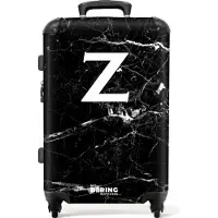 NoBoringSuitcases.com Großer Koffer - Marmoroptik - Buchstabe Z - Schwarz - Kombinationsschloss TSA - Hartschalen Trolley 4 Rollen - 72 liter - Reisekoffer - 66 cmKoffer Mittelgroß 67x43x25 cm, 72L,
