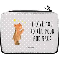 Mr. & Mrs. Panda Federmappe Verliebter Bär - Grau Pastell - Geschenk, Etui, Partner, Bleistiftetui, Spruch, Verliebte, Federtasche, Mäppchen, Schlampermäppchen, Teddy