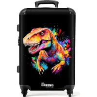 NoBoringSuitcases.com Großer Koffer - Dinosaurier mit buntem Graffiti - Kombinationsschloss TSA - Hartschalen Trolley 4 Rollen - 72 liter - Reisekoffer - 66 cmKoffer Mittelgroß 67x43x25 cm, 72L,
