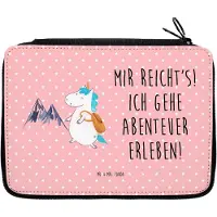 Mr. & Mrs. Panda Bleistiftetui Einhorn Bergsteiger - Rot Pastell - Geschenk, Reisen, Einhörner, Schlampermäppchen, Weltreise, Mäppchen, Stifteetui, Urlaub, Unicorn, Berge