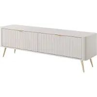 Yourhouse24 TV-Schrank TV-Lowboard 163 cm LANTE 2D beige/gold, schwarz