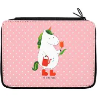 Mr. & Mrs. Panda Federmäppchen Einhorn Gärtner - Rot Pastell - Geschenk, Unicorn, Stiefel, Etui, Gießkanne, Bleistiftetui, Federmappe, Mäppchen, Einhörner, Schlamper
