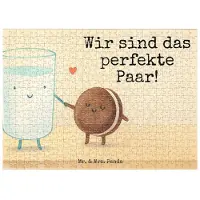 Mr. & Mrs. Panda Puzzle Milch Keks Design 551 Teile - Weiß - Geschenk, 300, Puzzlespiel, Lustige Sprüche, Kekse, Perfektes Paar, Kaffee, 1500, Cookie, 2000, 1000