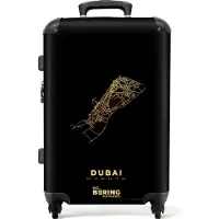 NoBoringSuitcases.com Großer Koffer - Karte - Gold - Karte - Dubai - Luxus - Kombinationsschloss TSA - Hartschalen Trolley 4 Rollen - 72 liter - Reisekoffer - 66 cmKoffer Mittelgroß 67x43x25 cm, 72L,
