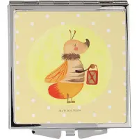 Mr. & Mrs. Panda Klappspiegel Glühwürmchen - Gelb Pastell - Geschenk, Taschenspiegel, Schminkspiegel, klein, Liebe, Kosmetikspiegel, Frauen Spiegel, Heiratsantrag