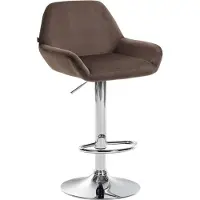 BellaFurn Moderner Barhocker aus Samt – Samthocker – Hohe Sitzhöhe & 360° drehbar | Farbe: Braun | Grundfarbe: Chrom