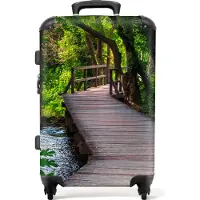 NoBoringSuitcases.com Großer Koffer - Baum - Weg - Natur - Brücke - Wald - Kombinationsschloss TSA - Hartschalen Trolley 4 Rollen - 72 liter - Reisekoffer - 66 cmKoffer Mittelgroß 67x43x25 cm, 72L,