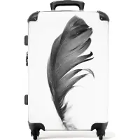 NoBoringSuitcases.com Großer Koffer - Feder - Schwarz - Weiß - Natur - Kombinationsschloss TSA - Hartschalen Trolley 4 Rollen - 72 liter - Reisekoffer - 66 cmKoffer Mittelgroß 67x43x25 cm, 72L,
