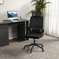 Sweiko Bürostuhl Schreibtischstuhl Office-Stuhl, höhenverstellbar, 1 Kopfstütze, 60 x 61 x 121,5 cm. Schwarz