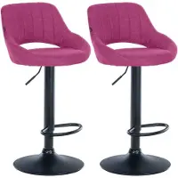 BellaFurn 2-teiliges Barhocker-Set - Barhocker - Höhenverstellbar mit 360° Drehfunktion | Farbe: Lila | Material Chassis: Metall mattschwarz