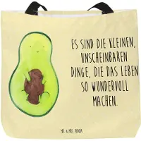 Mr. & Mrs. Panda Strandtasche Avocado Kern - Gelb Pastell - Geschenk, Tote Bag, Liebe, Pflanze, Stoffbeutel, Beutel, Baby, Schultasche, Spruch Leben, Gesund, Reisetasche