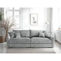 Home affaire Big-Sofa "Finca XL, B: 190 cm", grau (hellgrau), B:190cm T:123cm, 100% Polyester, Sofas, Big-Sofa, 4 Zierkissen, Mega-Sofa, in Cord oder Chenille-Struktur, Federkern