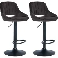 BellaFurn 2-teiliges Set Samt-Barhocker – Samt – höhenverstellbar, 360 Grad drehbar | Farbe: Schwarz | Material Chassis: Metall mattschwarz