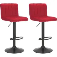 BellaFurn 2-teiliges Barhocker-Set – Samtstoff – höhenverstellbarer Komfort | Farbe: Rot