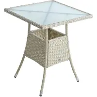 ESTEXO Polyrattan Balkontisch Rattan Tisch Beistelltisch Gartentisch 60 cm Beige