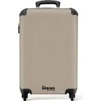 NoBoringSuitcases.com Hartschalen Handgepäck Koffer 55x35x20 cm, 36L, Abstrakte Drucke für Männer: Beige mit weißen abstrakten Linien, Reisekoffer mit 4 Rollen