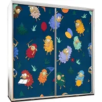 Furniture24 Schwebetürenschrank PENELOPA 205 Schrank Kleidereschrank mit Grafiken Lustiges Schaf