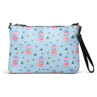 Mr. & Mrs. Panda Handtasche Schweinchen Glühwein - Blau - Geschenk, Tasche, Spruch, Damen, Weihnachtsmarkt, kleine, Umhängetasche, Betrunken, Weihnachten