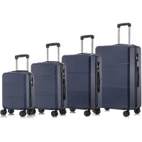 YONSLY Suitcase Set, Rollkoffer Handgepäck, Kofferset, mit 4 Rollen 360°, Hartschalenreise Zahlenschloss, Weicher Gummigriff (4er Set, S,M,L&XL, Dunkelblau)