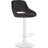 BellaFurn Barhocker mit Samtpolsterung – Luxusstuhl – Verstellbare Sitzhöhe, geschützte Böden. Farbe: Schwarz | Grundfarbe: weiß