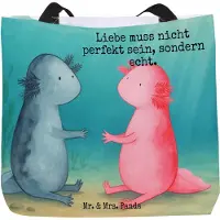 Mr. & Mrs. Panda Reisetasche Axolotl Liebe Design - Weiß - Geschenk, Freund, Schultasche, Valentinstag, Tote Bag, Tasche, Strandtasche, Laptoptasche