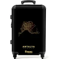 NoBoringSuitcases.com Großer Koffer - Antalya - Stadtplan - Gold - Karte - Kombinationsschloss TSA - Hartschalen Trolley 4 Rollen - 72 liter - Reisekoffer - 66 cmKoffer Mittelgroß 67x43x25 cm, 72L,