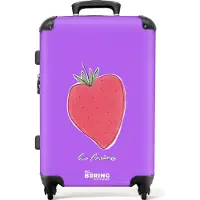 NoBoringSuitcases.com Großer Koffer - Erdbeere - Abstrakt - Lila - Obst - Kombinationsschloss TSA - Hartschalen Trolley 4 Rollen - 72 liter - Reisekoffer - 66 cmKoffer Mittelgroß 67x43x25 cm, 72L,
