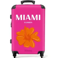 NoBoringSuitcases.com Großer Koffer - Rosa mit Miami Florida - Kombinationsschloss TSA - Hartschalen Trolley 4 Rollen - 72 liter - Reisekoffer - 66 cmKoffer Mittelgroß 67x43x25 cm, 72L,