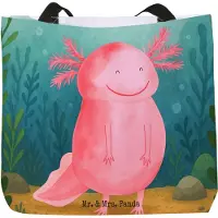 Mr. & Mrs. Panda Strandtasche Axolotl Glücklich Design - Weiß - Geschenk, Lebensfroh, Lurch, Reisetasche, Schultasche, gut Gelaunt, Tote Bag, Einkaufstasche, Schwanzlurch