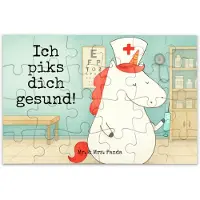 Mr. & Mrs. Panda Puzzle Einhorn Krankenschwester Design 24 Teile - Weiß - Geschenk, Legespiel, 1500, 2000, Krankenpflegerin, Unicorn, Puzzlespiel, 1000, Ärztin