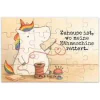 Mr. & Mrs. Panda Puzzle Einhorn Näherin Design 24 Teile - Weiß - Geschenk, 1000, 2000, Geduldspiel, Einhörner, 500, Stricken, Häkeln, 1500, Nähen, Unicorn, Basteln