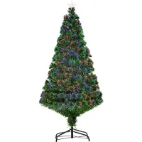 Northio Weihnachtsbaum künstlicher Christbaum Tannenbaum LED Lichtfaser Baum mit Metallständer, Glasfaser-Farbwechsler, grün, 150 cm