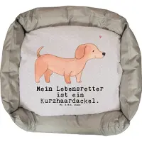 Mr. & Mrs. Panda Hundekissen Dackel Kurzhaardackel Lebensretter - Grau Pastell - Geschenk, Hund, Teckel, Welpen, Valentinstag, Weihnachten, Muttertag, Dachshund, Vatertag