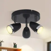 ZMH LED Deckenstrahler Modern rund 3 Flammig Schwarze Warmweiß 3000 K schwenkbar 350° Deckenleuchte12W für Flur Küche Wohnzimmer Esszimmer