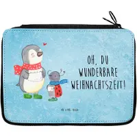Mr. & Mrs. Panda Mäppchen Smörle Winterzeit - Eisblau - Geschenk, Weihnachtsgruß, Stifte Etui, Weihnachten, Stifteetui, Schlampermäppchen, Bleistiftetui, Weihnachtszeit